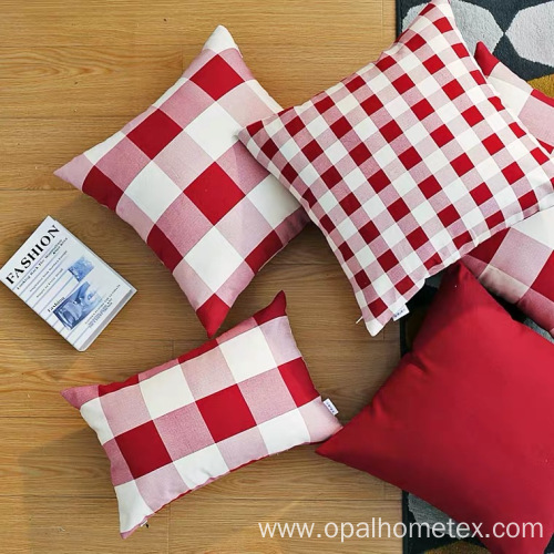 Pillow With Red And White Plaids Pattern Cushion